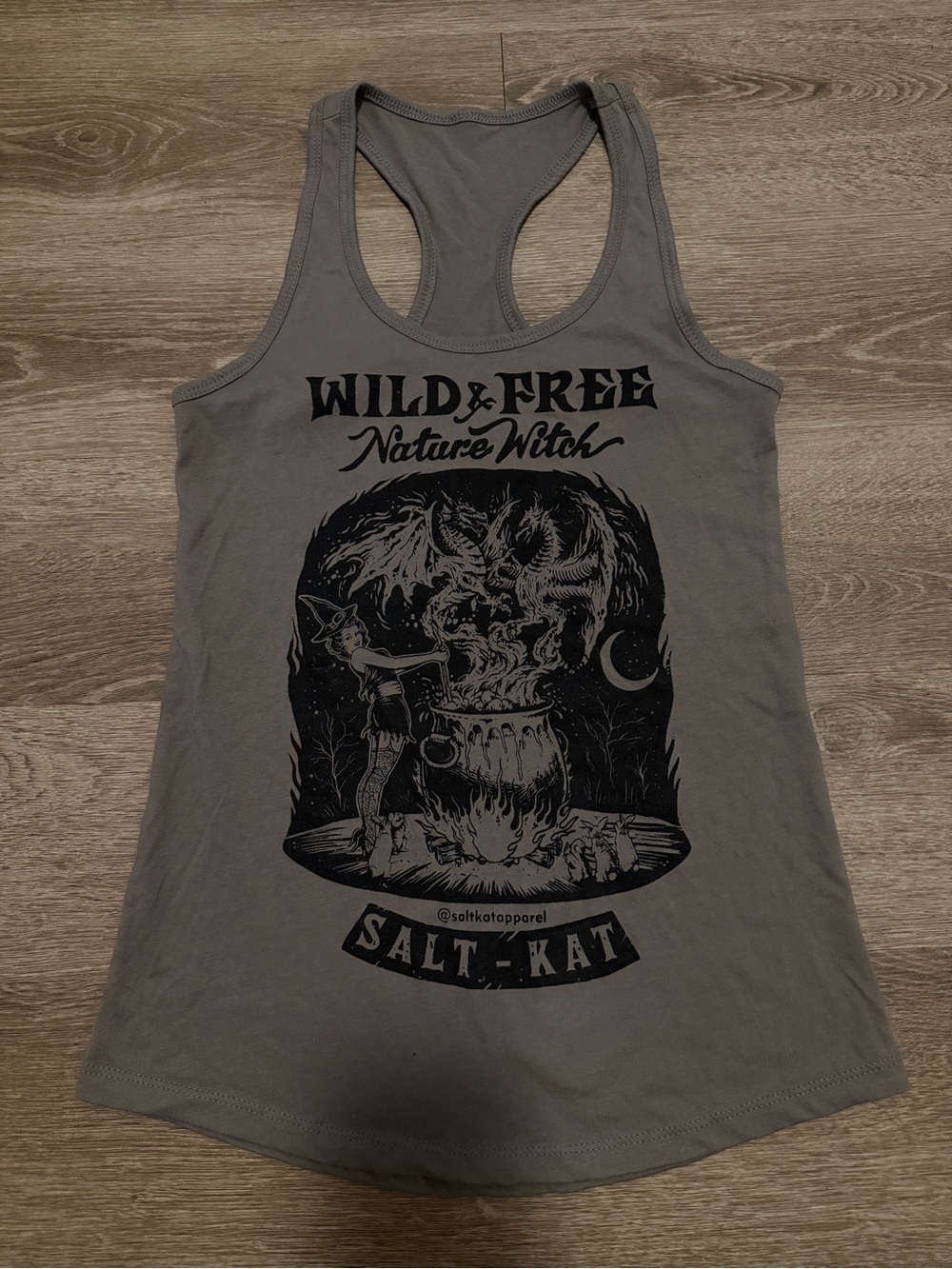Wild & Free Nature Witch Graphic Gray Racerback Tank
